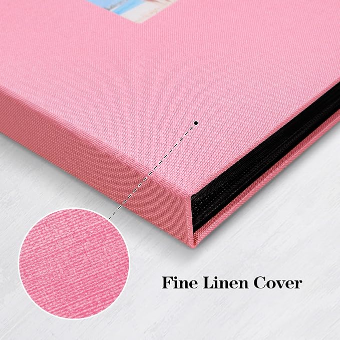 Mublalbum 2 Pack Small Photo Album 8x10, 52 Pockets, Linen Cover,Pink | Linen Cover with Display Window, 52 Vertical Pockets, Portable Mini Picture Book for Artwork Postcards, Picture Storage - Image 6