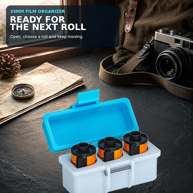 35mm Film Storage Case, 3-Roll 135 Film Canister Holder with Snap Latch, PET Film Organizer - Image 7