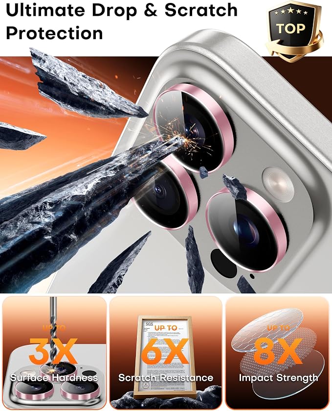 TOCOL for iPhone 14 Pro Max Camera Lens Protector/iPhone 14 Pro Camera Lens Protector Tempered Glass HD Individual Scratch Resistant Cover Accessories Case Friendly 2 Pack（Pink） - Image 4
