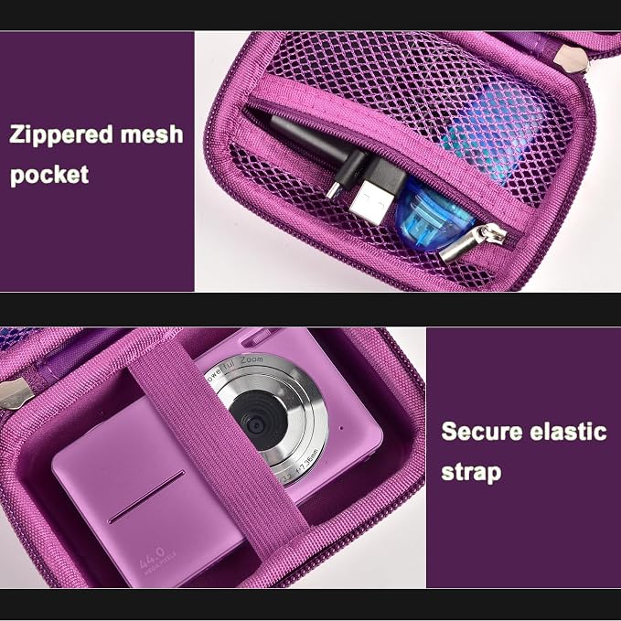 ALKOO Digital Camera Case for CAMKORY/Pouch for KODAK PixproDark Purple | for Lecran/for VAHOIALD Point and Shoot Camera, Hard Carrying Case with Mesh Pocket, Compact for Vlogging, Travel and Storage - Image 6