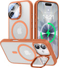 VOFATA [Upgraded Full Camera Protection] for iPhone 17 Case with Camera Cover Stand [Fit for MagSafe][10FT Mil-Grade Protection] Translucent Magnetic iPhone 17 Phone Case, Orange by VOFATA