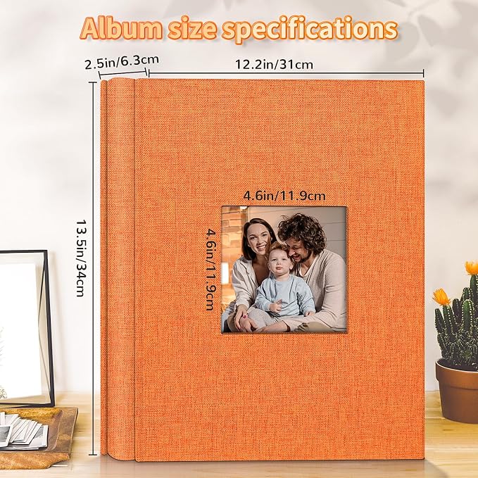 Artfeel Photo Album 4x6 with 600 Pockets,Slip-in Picture Albums,Linen Cover Memory Book with Front Window,White Page Vertical Photo Book for Wedding,Family,Anniversare,Baby,Vacation - Image 3