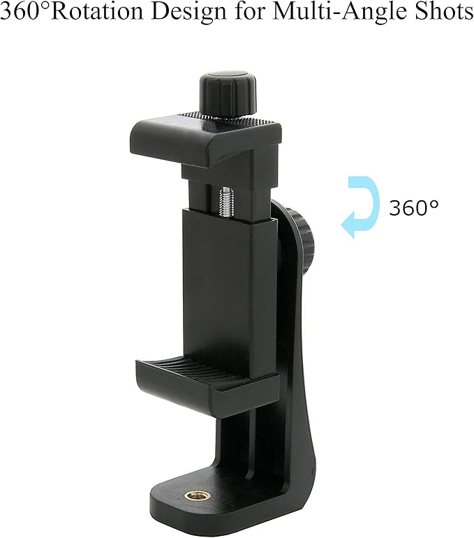 Ailun Phone Holder, Tripod Mount Adapter, Rotatable Bracket Adjustable Clip | Vertical and Horizontal Tripod Mount Adapter, Selfie Stick, Camera Stand, Rotatable Bracket with 1/4 inch Screw - Image 4