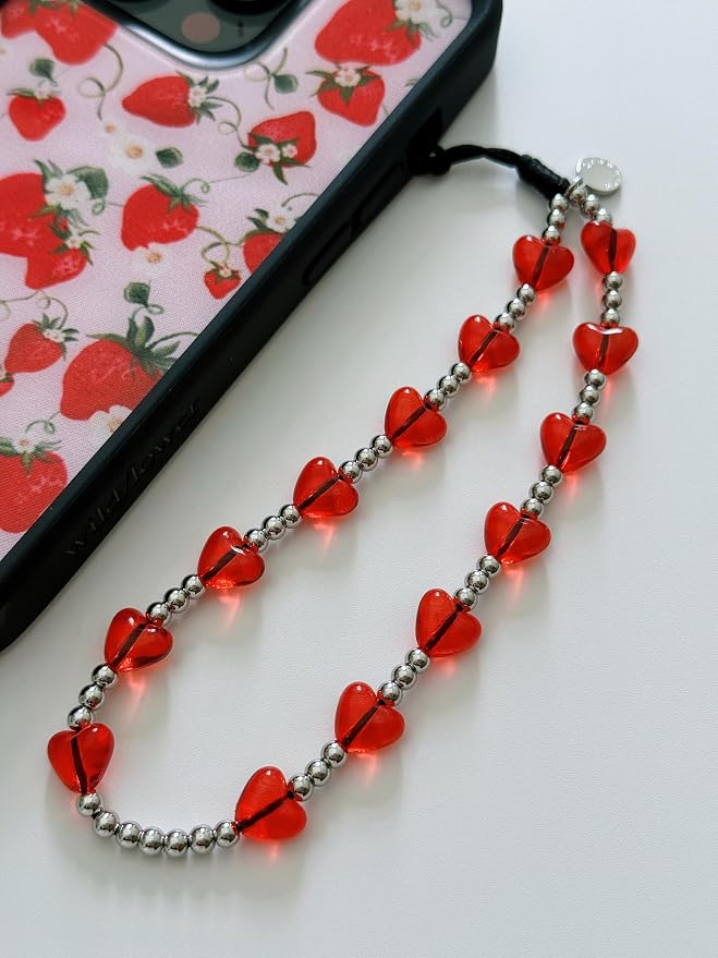 Drawwind Phone Charm Beaded Wristlet Strap Universal Cell Phone Lanyard Cute Bracelet Wrist Strap Beaded Chain String Handmade Accessories for Case Camera Bags (Lucky Love) - Image 4