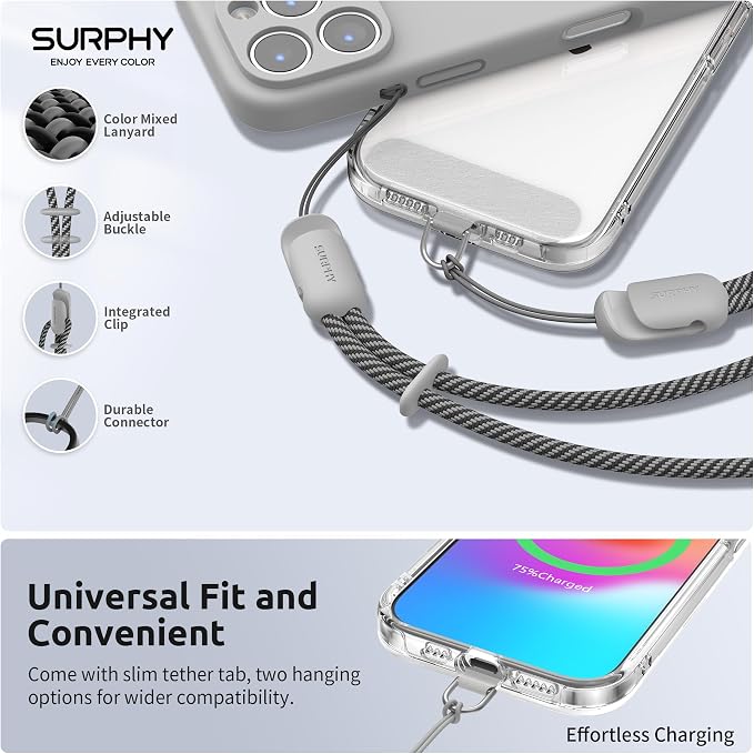 SURPHY 3 Pack Phone Wrist Strap, Phone Lanyard with Cellphone Tether Tab | Phone Strap Charm, Camera Wrist Strap with 2-Color Braided, Phone Wristlet, Wrist Lanyard for Case - Image 2