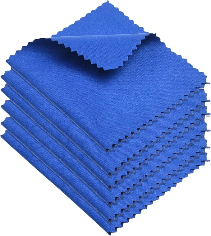 Eco-Fused Microfiber Cleaning Cloth - 7x6'' Microfiber Cloth - Pack of 6 Blue Lens Cleaning Wipes - Cleaning Cloth for Glasses, Eyeglasses, Camera Lens & Phones by Eco-Fused