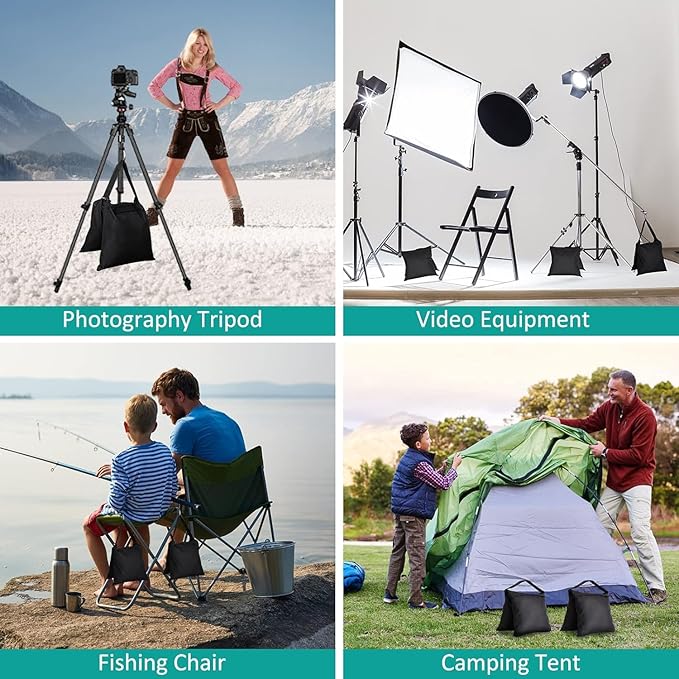 2 Packs Sandbags Weight Bags for Light Stand Photography Video Support | Heavy Duty Saddlebags for Backdrop Stand, Photo Tripod, Canopy, Pop up Tent, Umbrella Base, Fishing Chair, Wedding Shed - Image 6
