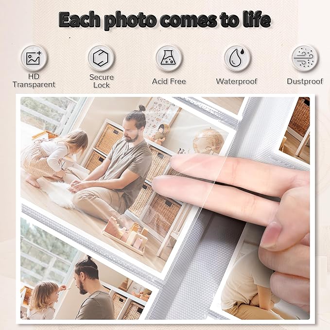 Artfeel Photo Album 4x6 with 600 Pockets,Slip-in Picture Albums,Linen Cover Memory Book with Front Window,White Page Vertical Photo Book for Wedding,Family,Anniversare,Baby,Vacation - Image 4