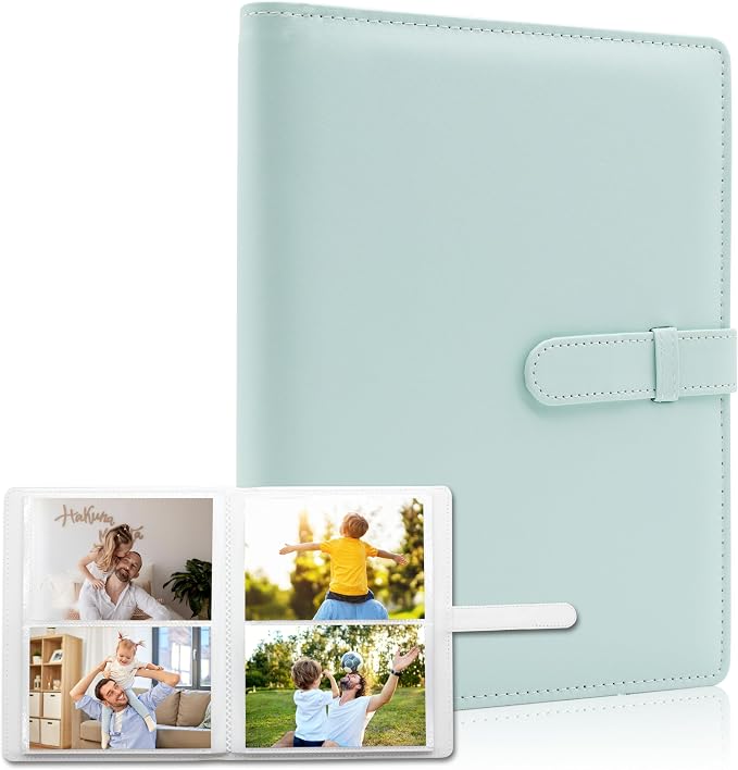 Small Photo Album 4x6 with 152 Pockets Mini Picture Book Leather Cover Portable Wallet Photo Storage for Family Graduation Wedding Travel Gift (Mint) by Ablus