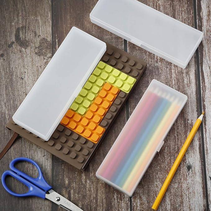 Chinco 4 Pieces Plastic Pencil Case Plastic Stationery Case with Hinged Lid and Snap Closure for Pencils, Pens, Drill Bits, Office Supplies (White) - Image 4