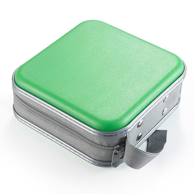 LIOVODE DVD Case, 48 Capacity Hard Plastic CD Case Holder for Car | DVD Storage, Hand Strap, Zipper Closure, Scratch-Resistant Sleeves, CD Storage for Music Blu-Ray Game Disc for Travel Office - Image 5