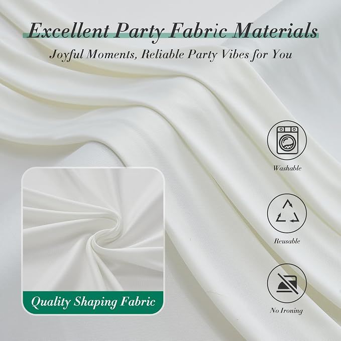 60 ft x 10 ft Wrinkle Free Ivory Backdrop Curtain for Parties, 12 Panels 10ft Polyester Ivory Photo Backdrop Drapes for Graduation Birthday Wedding Party Stage Curtains - Image 5