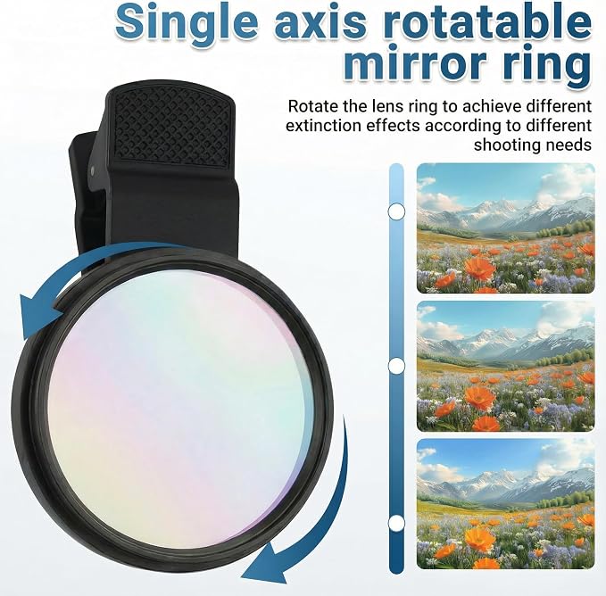 52mm CPL Filter, Clip on Lens Filter Camera Lens, HD Circular Polarizing Filter, CPL Filter Compatible with DSLR/iPhone 17/16/15/14/12/Samsung Galaxy Pixel and Other Smart Phones/Camera - Image 4