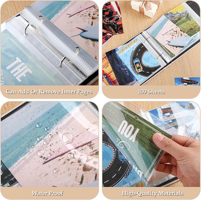 Spiareal Greeting Card Binder Album 6x8,Wood Color,Birthday | 100 Pages, Clapperboard Movie Design, Photo Holder for Party Wedding, Postcard Storage Organizer, Memory Keepsake Book - Image 4