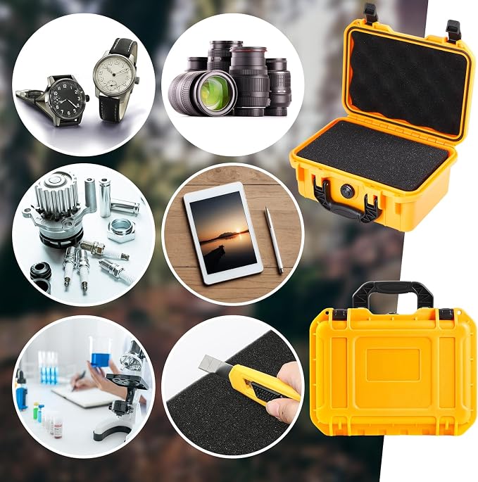 Relaxweex 1 Pcs Waterproof Hard Case with DIY Customizable Foam Insert Portable Protective Case with Knife for Camera Drones Equipments Tools Test Instruments(Yellow,14.3 x 11.4 x 4.5 Inch) - Image 7