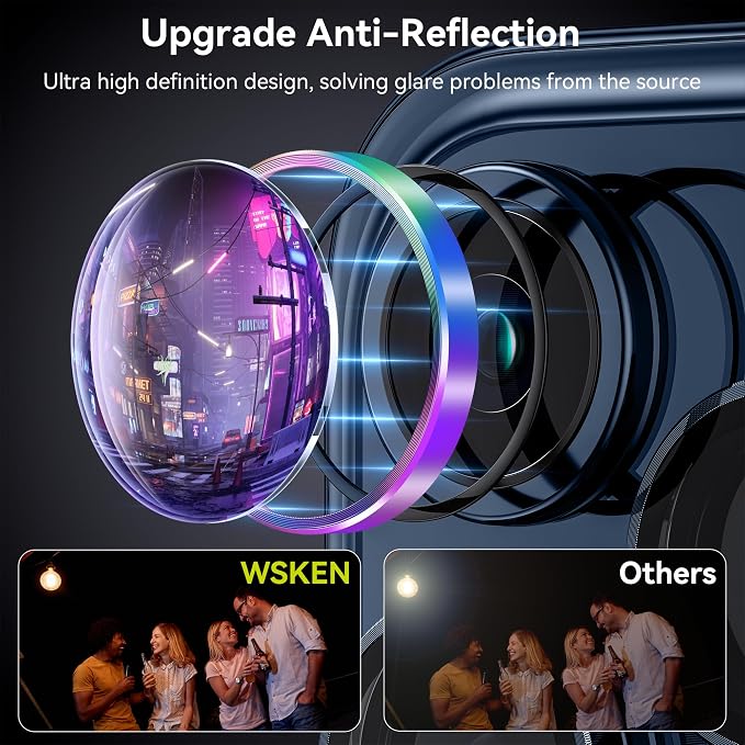 WSKEN for iPhone 15 Pro/iPhone 15 Pro Max Camera Lens Protector,[Keep Original Shooting] Shatterproof 9H Tempered Glass Camera Screen Protector Metal Ring Cover Film Accessories,Colorful - Image 2