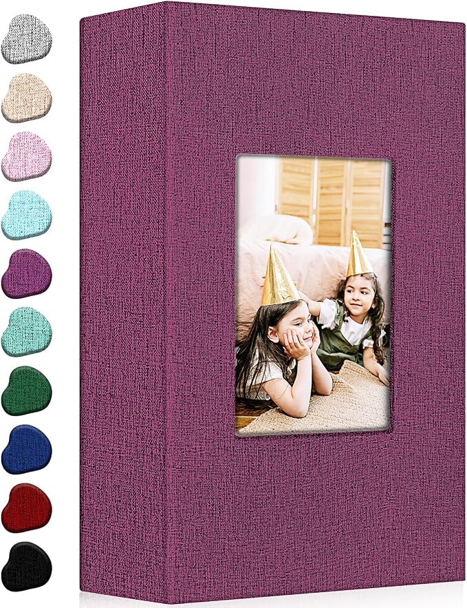 Ejblfe Photo Album 4x6,Linen Cover Slide-in Photo Album Book Can Holds 300 4x6 Photos with 50 Black Sheets for Family,Wedding,Baby and Holiday Pictures (Dark purple) by EJBLFEPremiumPhotoAlbums