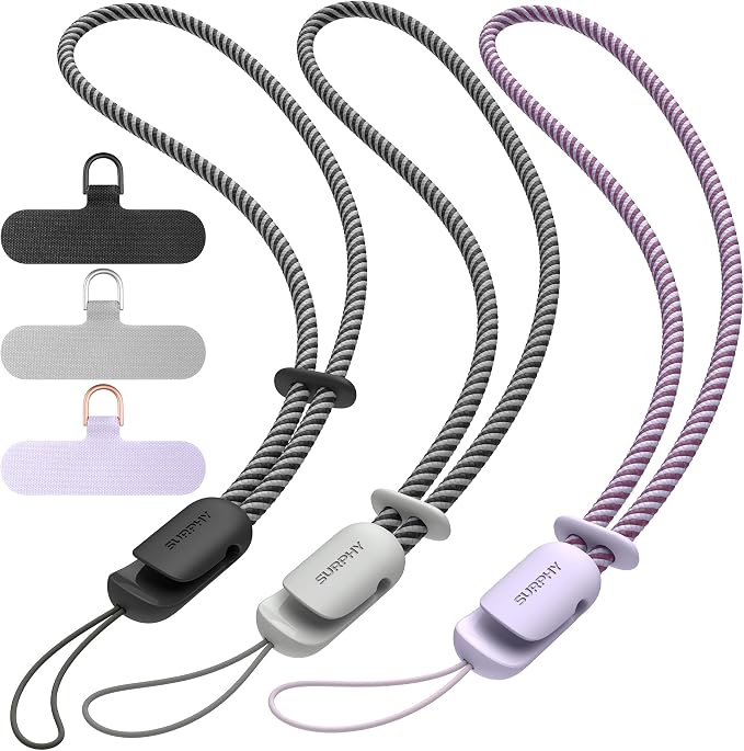 SURPHY 3 Pack Phone Wrist Strap, Phone Lanyard with Cellphone Tether Tab | Phone Strap Charm, Camera Wrist Strap with 2-Color Braided, Phone Wristlet, Wrist Lanyard for Case by SURPHY