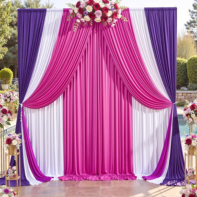 10x12 ft Deep Purple Backdrop Curtains for Weddings, Birthdays and Photos | 2 Panels 5x12 ft, Wrinkle-Free Polyester Drapes, Washable, Ironable, 4 in Rod Pocket for Baby Showers Photography Background - Image 4