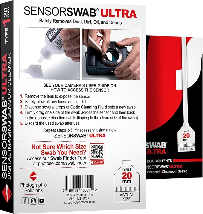 Photographic Solutions Sensor Swab Ultra 20mm Type-1 Digital Imaging Sensor Cleaner Swabs for Cleaning APS-H Mirrored or Mirrorless Cameras. Sensor Dust & Oil Remover (Pack of 12) - Image 2