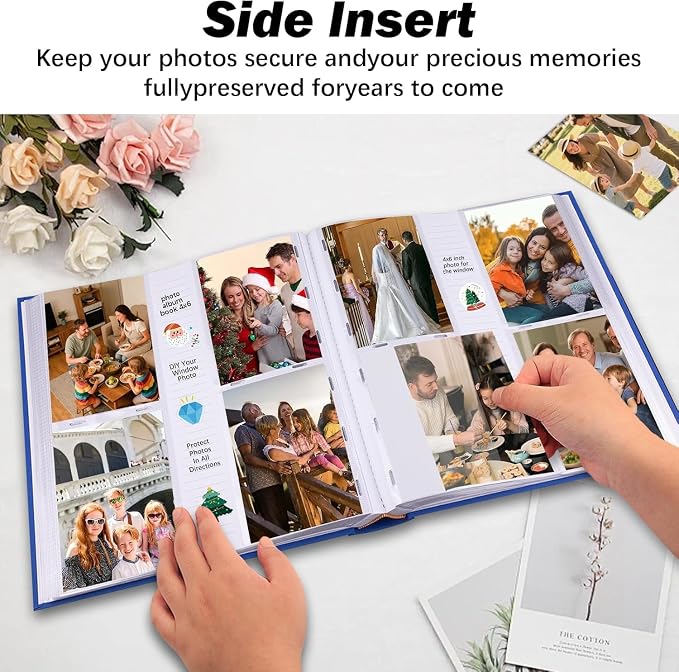 600 Pocket 4x6 Photo Album with Writing Space, Linen Cover, Blue | Large Capacity, 4x6 Album Book, with Memo for Family, Wedding Baby, Travel Memories Graduation Pictures - Image 5