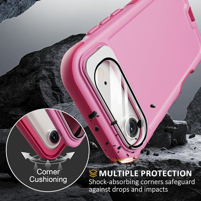 Follaroma Magnetic for iPhone 17 Air Case with Camera Cover Stand,Pink,6.5" | Built-in Glass Camera Cover Stand,Compatible with MagSafe,Heavy Duty Shockproof Protective,Military-Grade Anti-DropDual Case - Image 5
