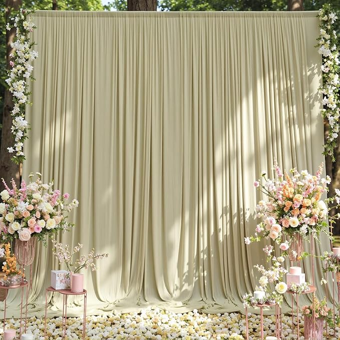 40 ft x 10 ft Wrinkle Free Light Green Backdrop Curtain for Parties, Thick Green Polyester Photo Backdrop Drapes for Baby Shower Wedding Engagement Birthday Party Backdrop Stand,5ft x 10ft 8 Panels - Image 2