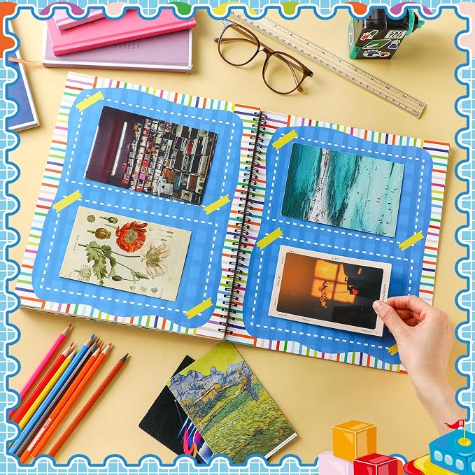 Motipuns School Memory Book Photo Album for Kids, Blue Style | School Years Keepsake Book Album Scrapbook from Preschool Through 12th Grade with 14 Pocket for Storage Portfolio Pictures - Image 4