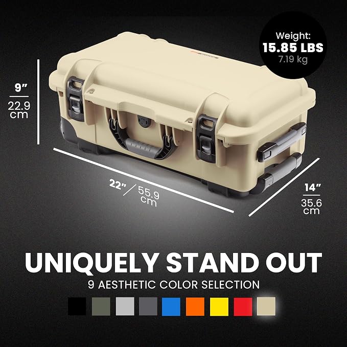NANUK 935 Pro Photo Kit Camera Case, Waterproof Wheeled Hard Case, Carry-On | 22” x 14” x 9”, Protects Cameras & Lenses During Travel, Padded Dividers, Lockable, For DSLR & Mirrorless Cameras, Desert Tan - Image 5