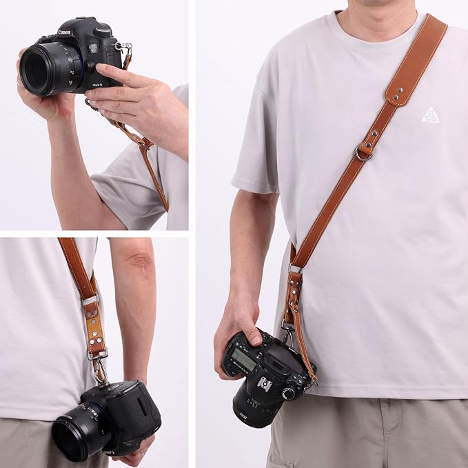 Padwa Lifestyle Tan Single Camera Harness Strap for One Camera - Professional Single Full Grain Leather Camera Harness,Quick Release Gear DSLR Camera Straps for Photographers - Image 4