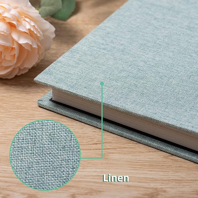 Large Photo Album Self Adhesive Scrapbook Album for 4×6 5×7 8×10 Pictures DIY Magnetic Linen Cover Album 60 Pages for Family Wedding Gifts with Metal Pen and Plastic Board - Image 4