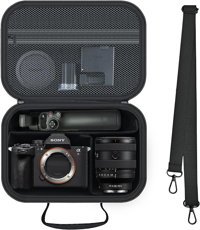 Camera Case for Sony Alpha 7 VI III IV/7R V, Hard EVA Protective Bag | EVA Shell, Shoulder Strap, 4 Adjustable Dividers Compact Travel Bag by Glaheny