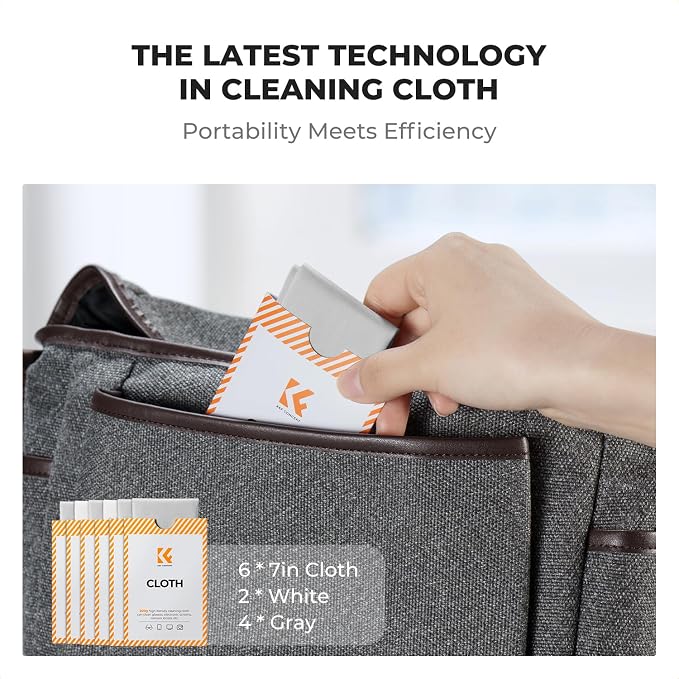 K&F CONCEPT Microfiber Lens Cleaning Cloth X6,Glasses Cleaning,High Density | Individually Packaged,Percision Cleaning,Washable And Reusable,for Eyeglasses,Camera Lens,Screen Cleaning,White & Grey,MC01 - Image 6