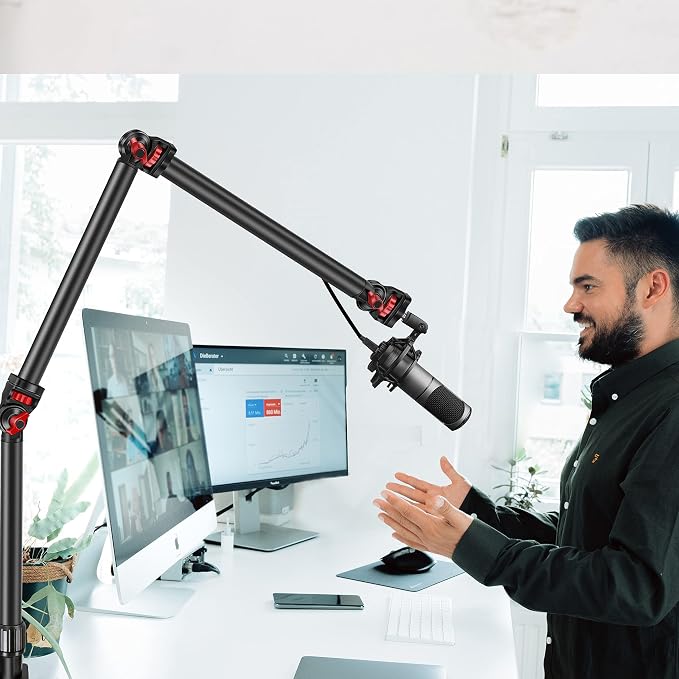 Overhead Camera Mount Desk Stand, 3-Section Detachable Articulating Arm | with 1/4“ 3/8" 5/8" Screw&360° Ball Head, C-clamp Tabletop Mount for DSLR Camera/Webcam/Microphone/Lights - Image 7