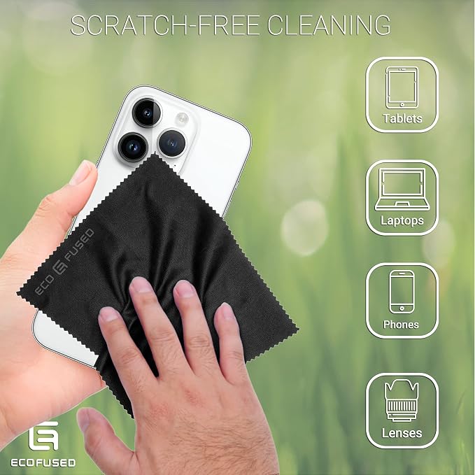 Eco-Fused Blue/Black Microfiber Cloth - 6x7 Inch - 12 Pack - Glasses & Lens Cleaning - Image 3
