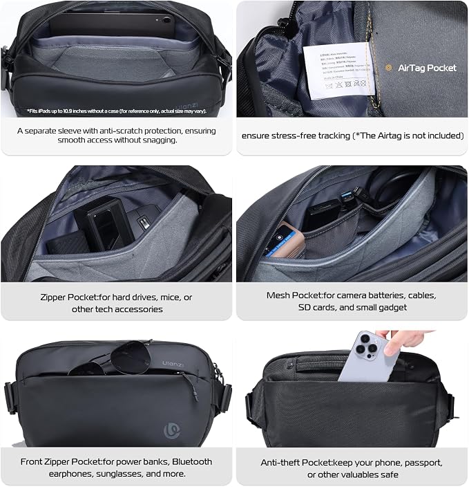 ULANZI 10L Camera Sling Bag, Water-Resistant Camera Case with Tripod Holder | DSLR/SLR/Mirrorless Camera Bags Crossbody for Photographers Video Photo Live Travel Outdoor Work Photography Accessories - Image 4