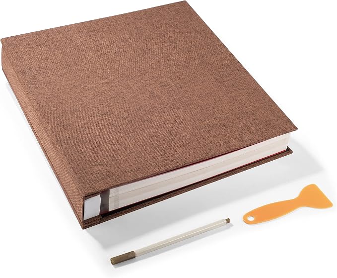 Large Photo Album Self Adhesive 4x6 5x7 3x5 8.5x11 Scrapbook Magnetic Album DIY Scrap Book Length 13 x Width 12.8 (Inches) 120 Sticky Pages Linen Cover DIY Photo Album (Brown) by HoneyTolly