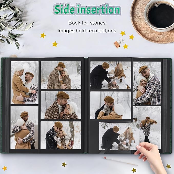 Popotop 4x6 Photo Album 1000 Pictures, Linen Hardcover, Reinforced Spine | Extra-Large 1000-Photo Capacity, Acid-Free PP Slip-In Pockets, 5 Photos per Page, Black Inner Pages, No Memo Space - Image 5