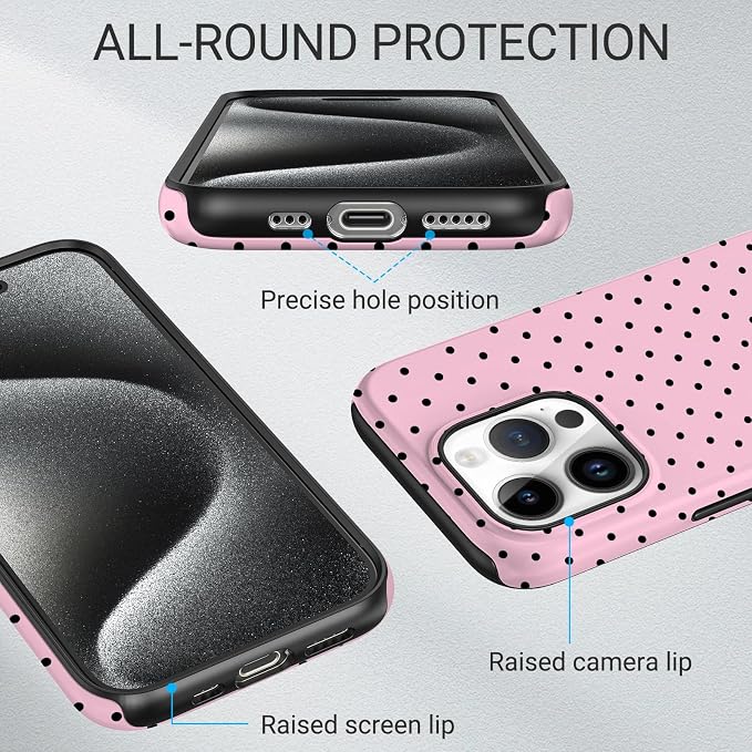 TPU Phone Case for iPhone 14 Pro, MagSafe Wireless Charging Compatible, Shockproof Slim Fit Protective Cover with Anti-Yellowing & Raised Camera Protection (Polka dot 4, iPhone 14 Pro) - Image 3
