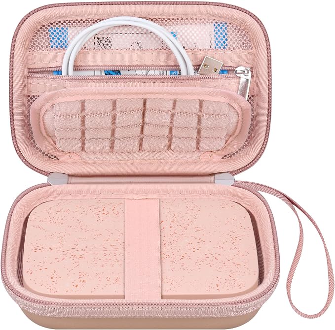Canboc Hard Case for HP Sprocket Portable 2x3 Inch Instant Photo Printer | Zipper Mesh Pocket fits Photo Paper and Cable, Rose Gold by Canboc