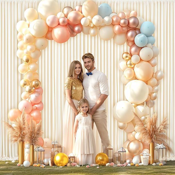 6 Panels Champagne Backdrop Curtain for Parties Wedding Baby Shower Wrinkle Free Photo Curtains Backdrop Drapes Fabric Decoration for Bridal Shower 30ft(W) x 10ft(H) - Image 9
