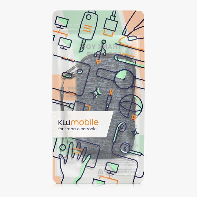 kwmobile Universal Phone Pouch Size XL - 6.7/6.8" - Neoprene Smartphone Pouch with Zip - Water-Repellent Mobile Phone Case - Sleeve in Deep Ocean/Black - Image 7