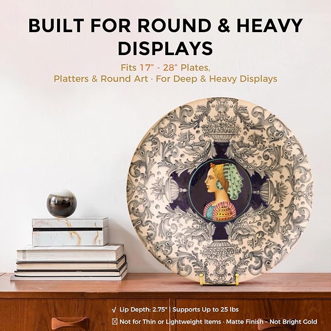 TR-LIFE 16 Inch Gold Metal Plate Stand (2 Pack) - Heavy Duty Display Stand for Extra-Large Plates, Frames, Platters and Art - Image 4