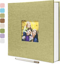 Large Photo Album Self Adhesive, DIY Scrapbook Album for 3x5 4x6 8x10 Pictures, 60 Pages Light Matcha Linen Cover Memory Book, Ideal Gift for Family Wedding Baby Christmas Anniversary by HoneyTolly