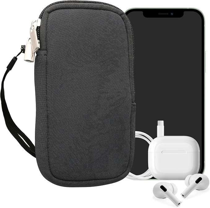 kwmobile Universal Phone Pouch Size M - 5.5" - Neoprene Smartphone Pouch with Zip - Water-Repellent Mobile Phone Case - Sleeve in Grey by kwmobile