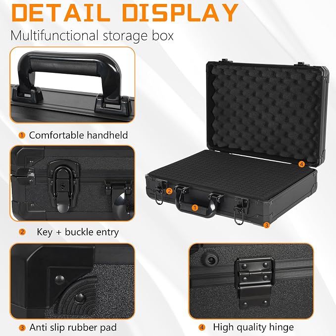 15 Inch Hard Carrying Storage Case | Ideal for Microphone & Camera Gear Transportation, DJ Mixer Case with Customizable Pre-Diced Foam, 15 X 11 X 4.3 Inch, Black - Image 2
