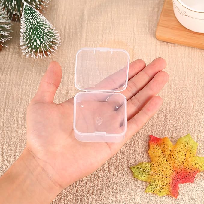 SATINIOR 12 Pack Clear Plastic Beads Storage Containers Box with Hinged Lid for Beads and More (2.12 x 2.12 x 0.79 Inch) - Image 6