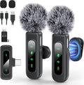 Wireless Microphone for iPhone & Android, 2-Pack Mini Lavalier Mic | 2 magnetic clip-on mics with noise reduction, 360° rotating clips, up to 70 ft range, and 16 hours of combined battery life by Unknown