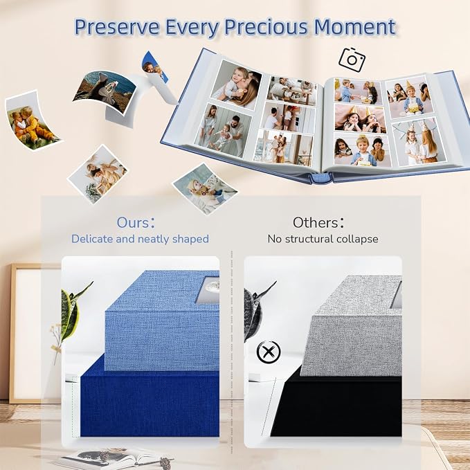 popotop Photo Album 4x6-600 Photos Photo Books with 600 Horizontal and Vertical Pockets,Linen Cover Albums for Family Wedding Anniversary Baby Vacation Pictures - Image 5