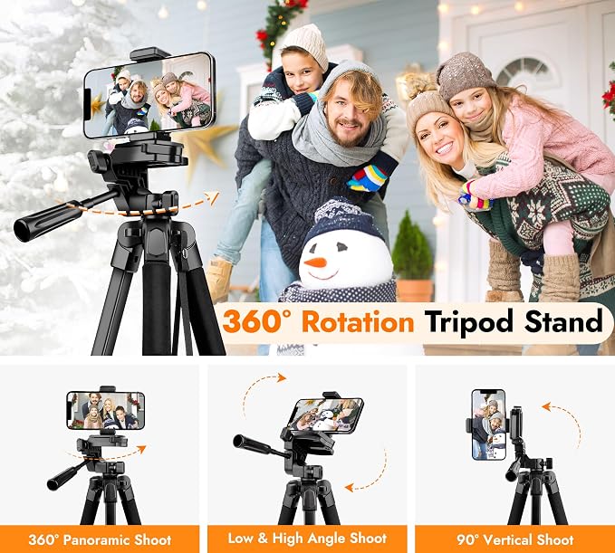 JOILCAN Phone Tripod Stand - 67" Aluminum Extendable Tripod with Remote | Portable Tripods for iPhone Photos Selfie & Video, Compatible with iPhone DSLR Camera Projector - Image 3